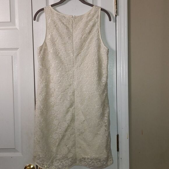The Limited Brand Dress Ivory Crochet Sleeveless Midi Lined Dress Sz 6 - Picture 6 of 6